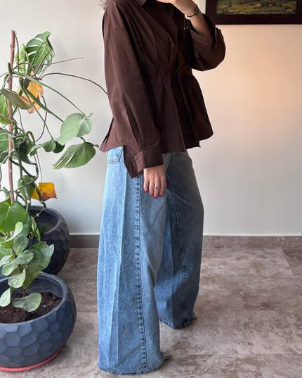 High waisted wide leg jeans light blue 4046