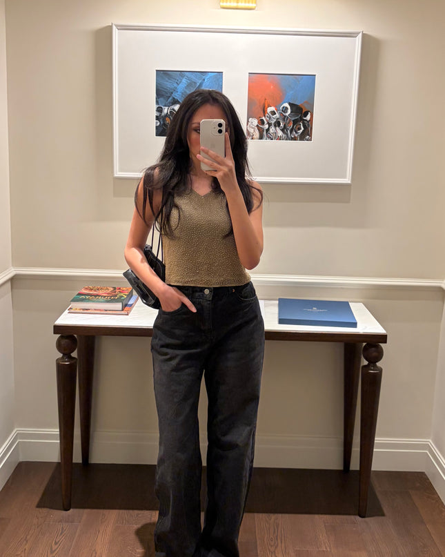 Black washed out wide leg jeans 4068