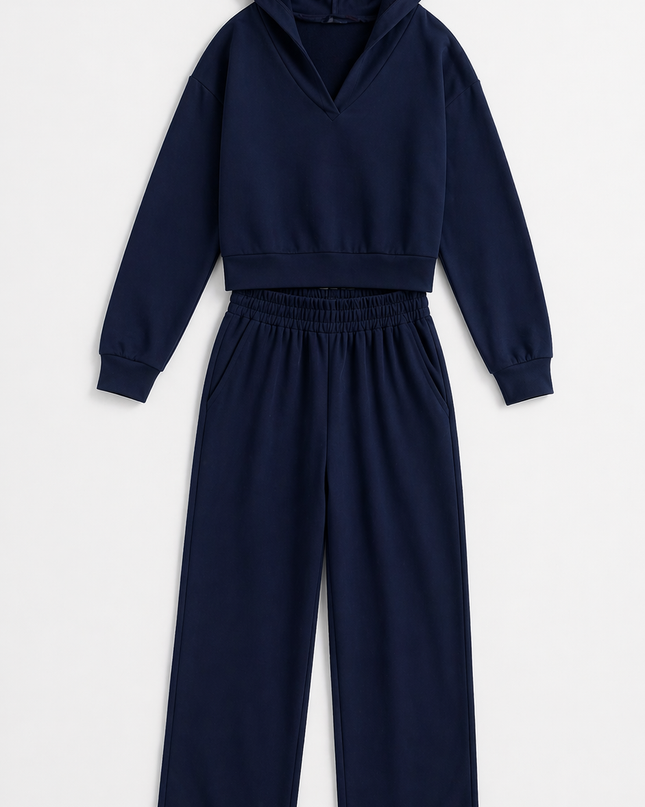 2 piece hooded cotton set elastic waisted 4074