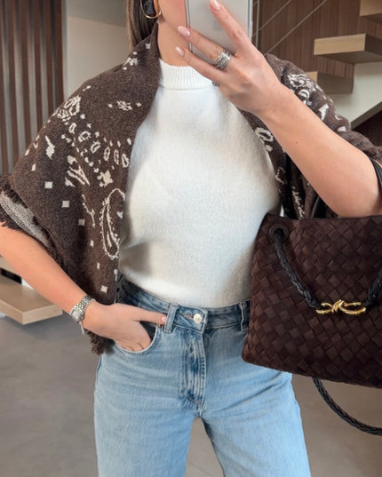 Cashmere-feel embroidered scarf 4061