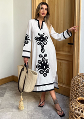 EMBROIDERED MIDI DRESS