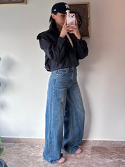 High neck detailed crop trench coat 4048