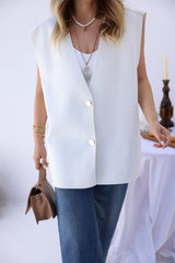 V neck buttoned thick vest 3031