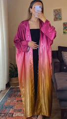 Ombre straight satin oversized open abaya 3083