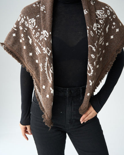Cashmere-feel embroidered scarf 4061