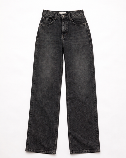 Black washed out wide leg jeans 4068
