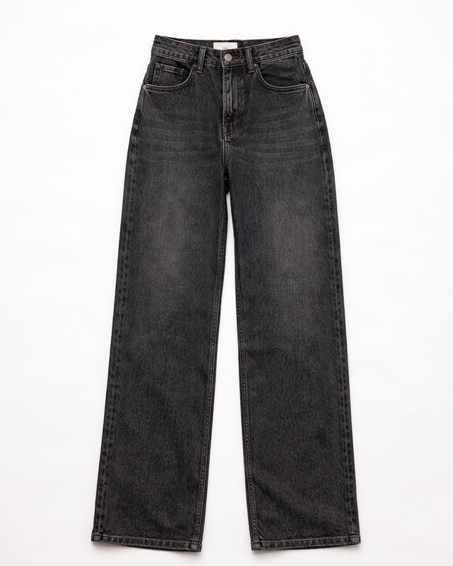 Black washed out wide leg jeans 4068