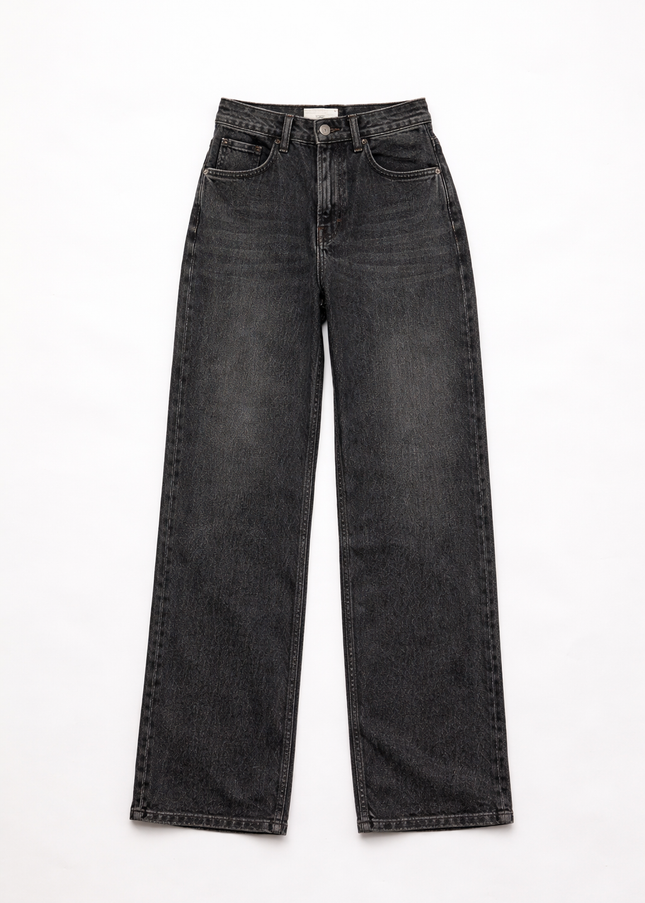 Black washed out wide leg jeans 4068