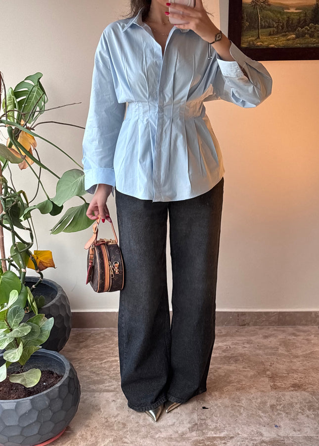 Black washed out wide leg jeans 4068