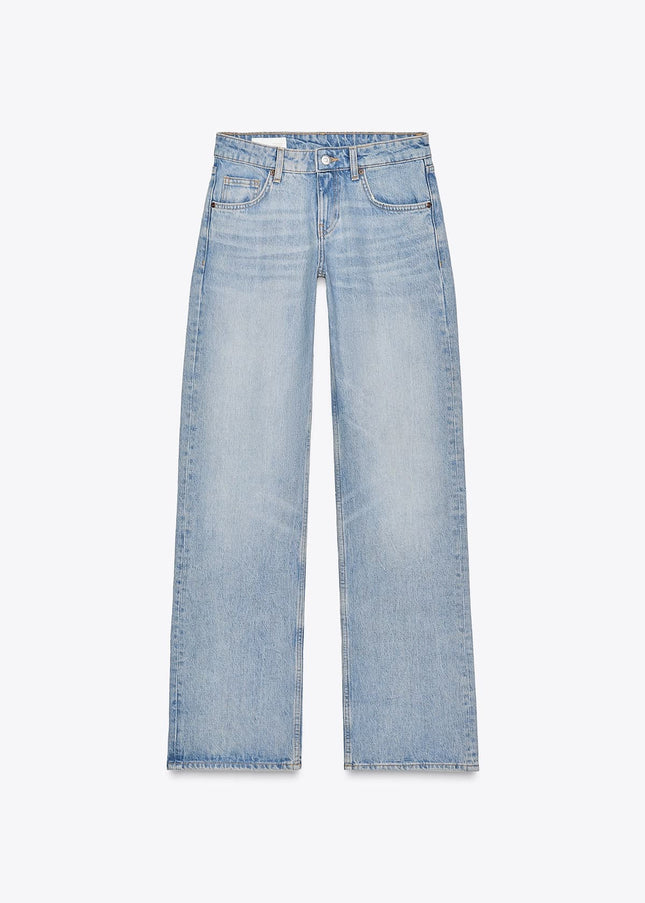 Mid-rise wide leg light blue jeans 4084