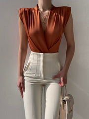 Padded sleeveless V-neck bodysuit