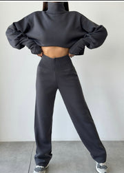 Turtleneck high waisted pants lounge set 3068