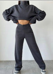 Turtleneck high waisted pants lounge set 3068