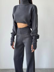 Turtleneck high waisted pants lounge set 3068