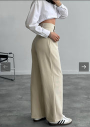 High waisted wide leg sticker detailed pants 3085