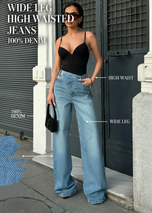 Light blue asymmetrical jean 4027