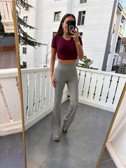 High waisted cotton flare leggings 3099