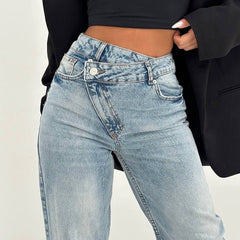 Side zippered high waisted denim 4000