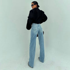 Side zippered high waisted denim 4000