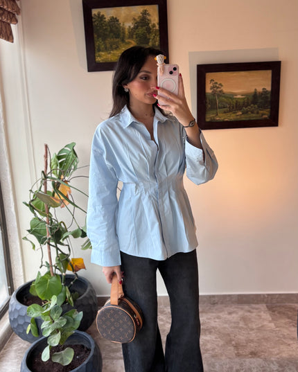 Waist detailed poplin shirts 4076