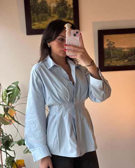 Waist detailed poplin shirts 4076