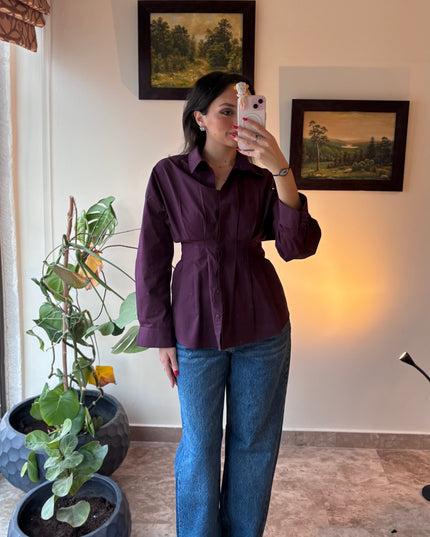 Waist detailed poplin shirts 4076