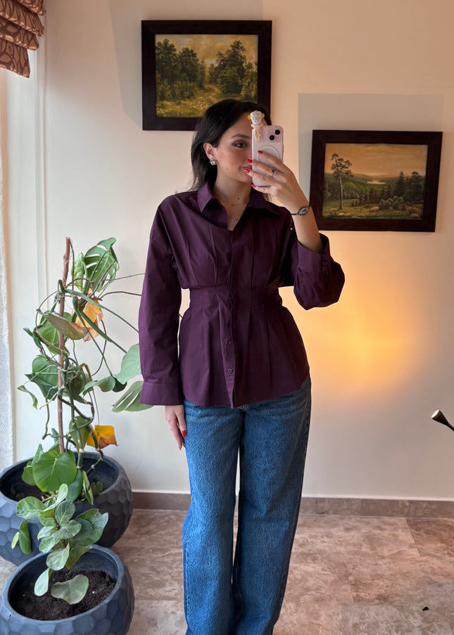 Waist detailed poplin shirts 4076