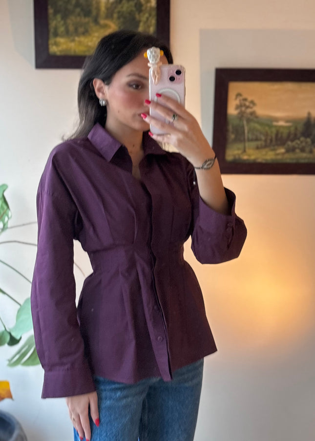 Waist detailed poplin shirts 4076