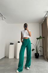 Silky crepe pants