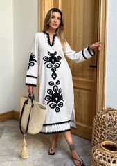 Embroidered midi dress