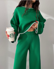 Dark green cropped set