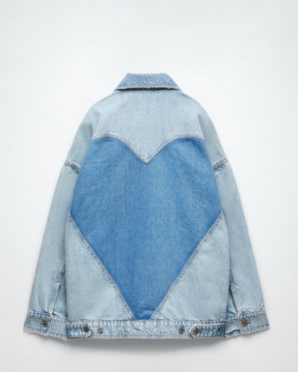 Heart-shaped back detailed denim jacket