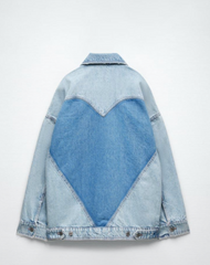 Heart-shaped back detailed denim jacket