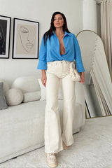 Ivory wide leg jeans